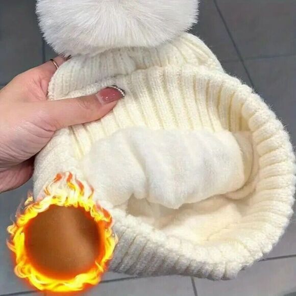 New One Piece Cozy Triangle Pattern Knit Winter Hat. - Picture 2 of 3